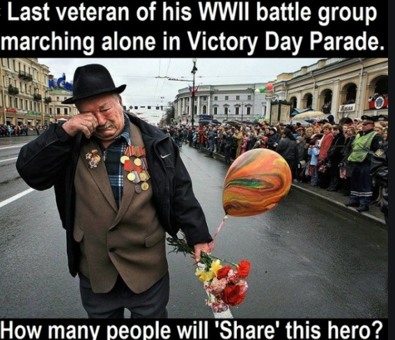 last veterans walking alone in parade