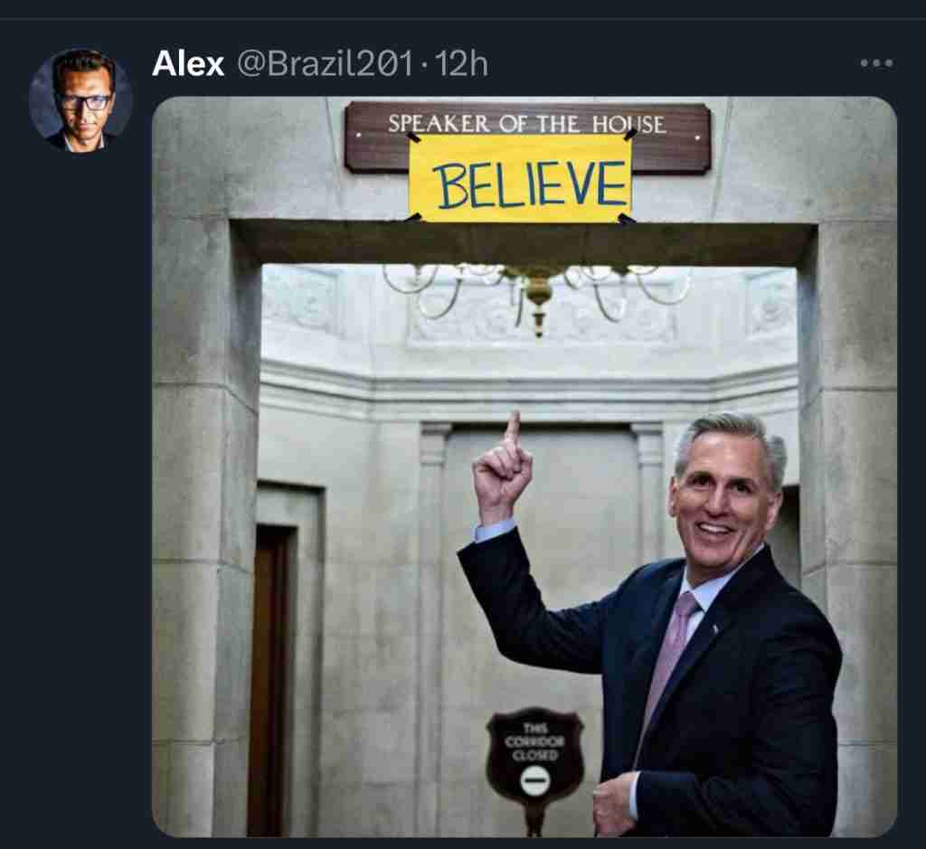 ted lasso believe Kevin McCarthy office sign